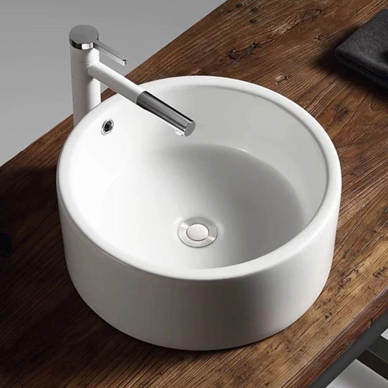 Modern Vessel Bathroom Sink Porcelain Oval with Pop-Up Drain Bathroom Sink -Bathlova