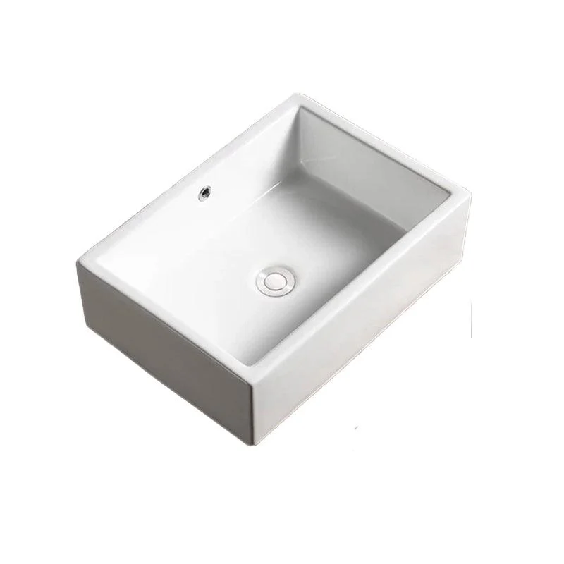 Modern Vessel Bathroom Sink Porcelain Oval with Pop-Up Drain Bathroom Sink -Bathlova