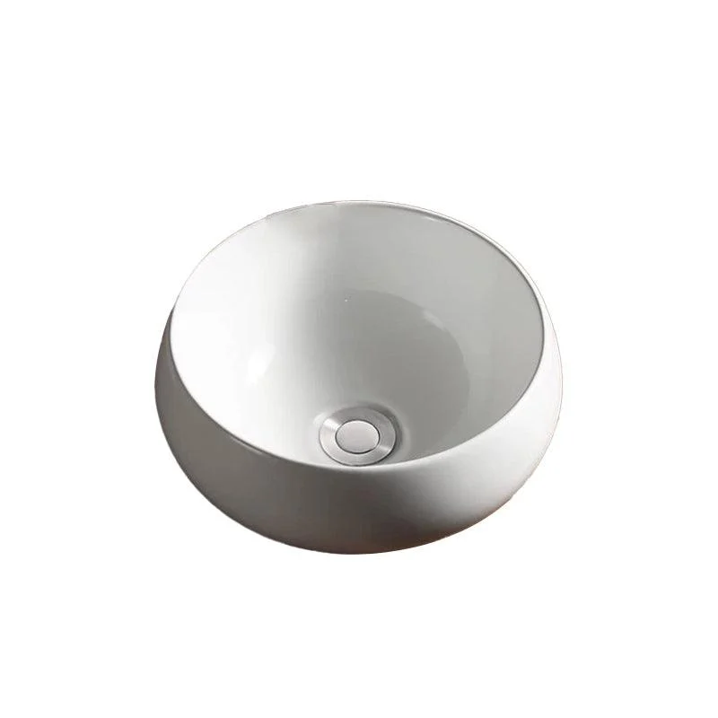 Modern Vessel Bathroom Sink Porcelain Oval with Pop-Up Drain Bathroom Sink -Bathlova