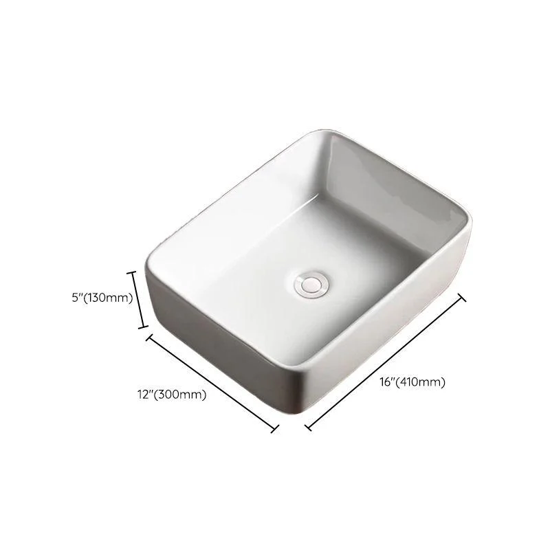 Modern Vessel Bathroom Sink Porcelain Oval with Pop-Up Drain Bathroom Sink -Bathlova