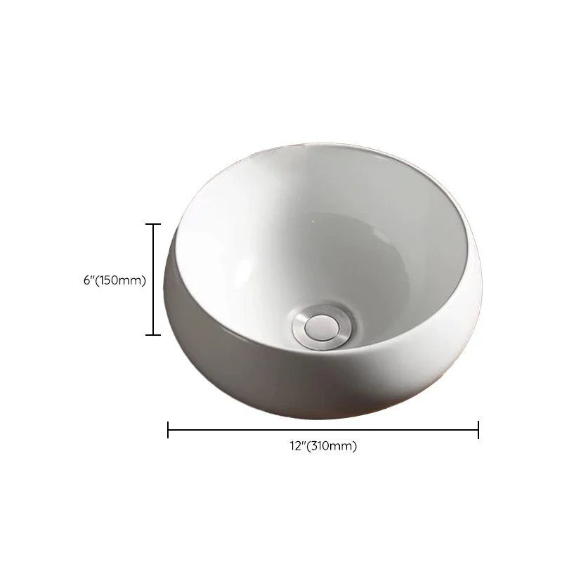 Modern Vessel Bathroom Sink Porcelain Oval with Pop-Up Drain Bathroom Sink -Bathlova