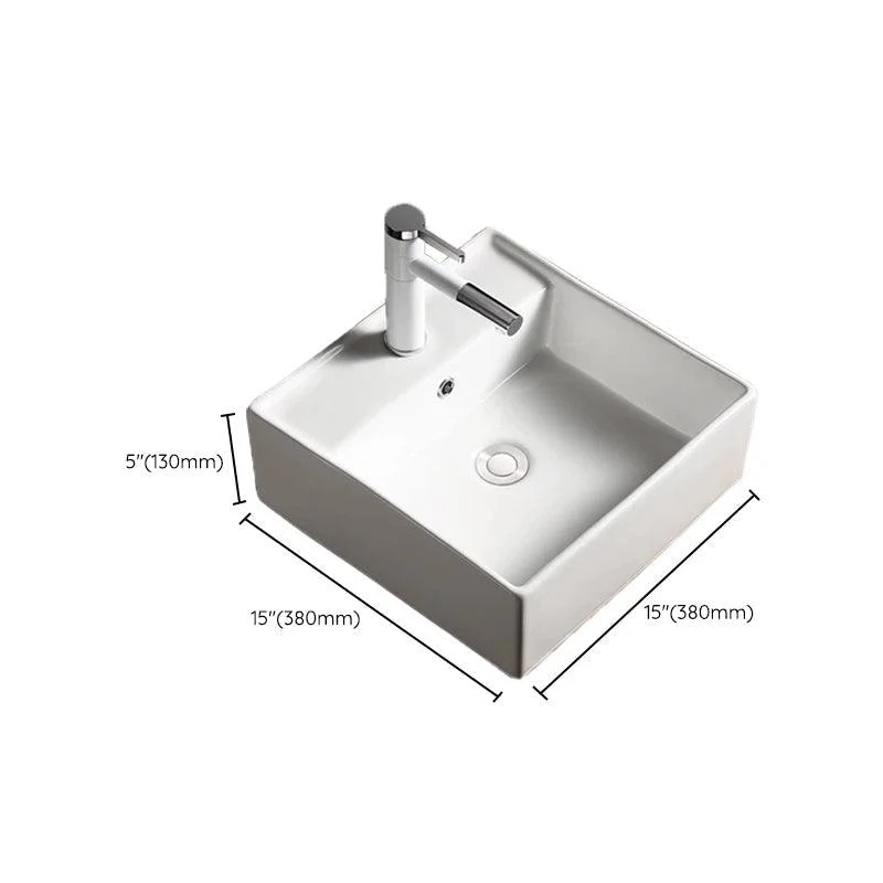 Modern Vessel Bathroom Sink Porcelain Oval with Pop-Up Drain Bathroom Sink -Bathlova