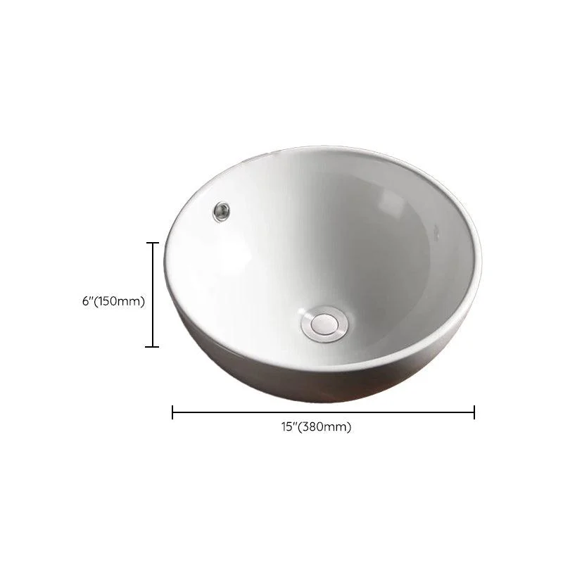 Modern Vessel Bathroom Sink Porcelain Oval with Pop-Up Drain Bathroom Sink -Bathlova