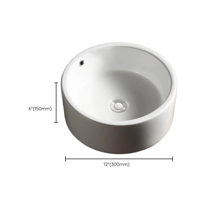 Modern Vessel Bathroom Sink Porcelain Oval with Pop-Up Drain Bathroom Sink -Bathlova