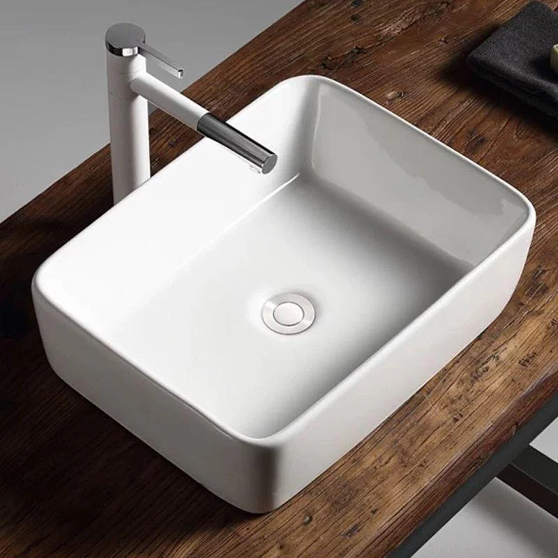 Modern Vessel Bathroom Sink Porcelain Oval with Pop-Up Drain Bathroom Sink -Bathlova