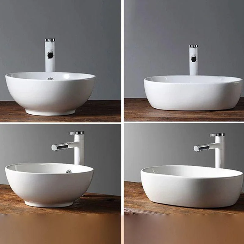 Modern Vessel Bathroom Sink Porcelain Oval with Pop-Up Drain Bathroom Sink -Bathlova