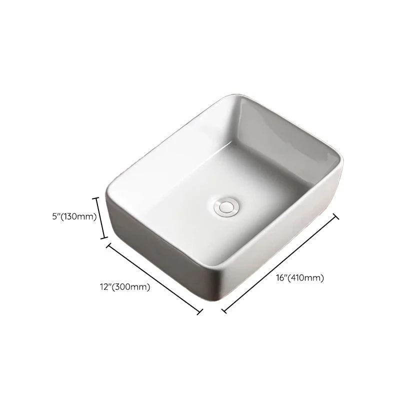 Modern Vessel Bathroom Sink Porcelain Oval with Pop-Up Drain Bathroom Sink -Bathlova