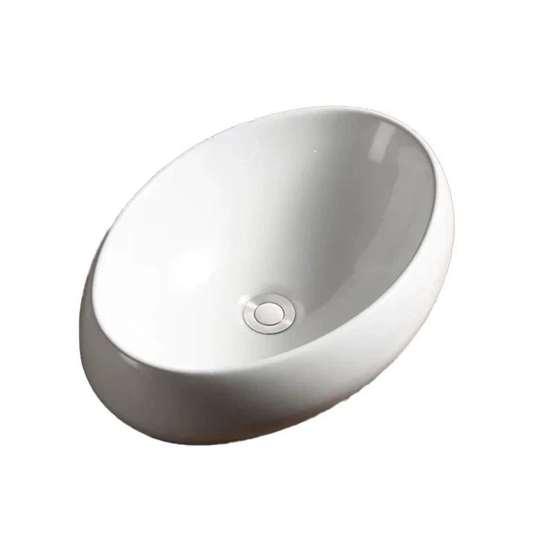 Modern Vessel Bathroom Sink Porcelain Oval with Pop-Up Drain Bathroom Sink -Bathlova