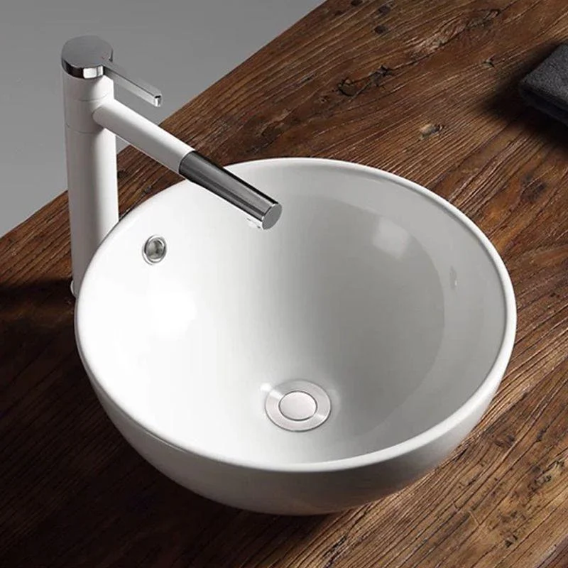 Modern Vessel Bathroom Sink Porcelain Oval with Pop-Up Drain Bathroom Sink -Bathlova