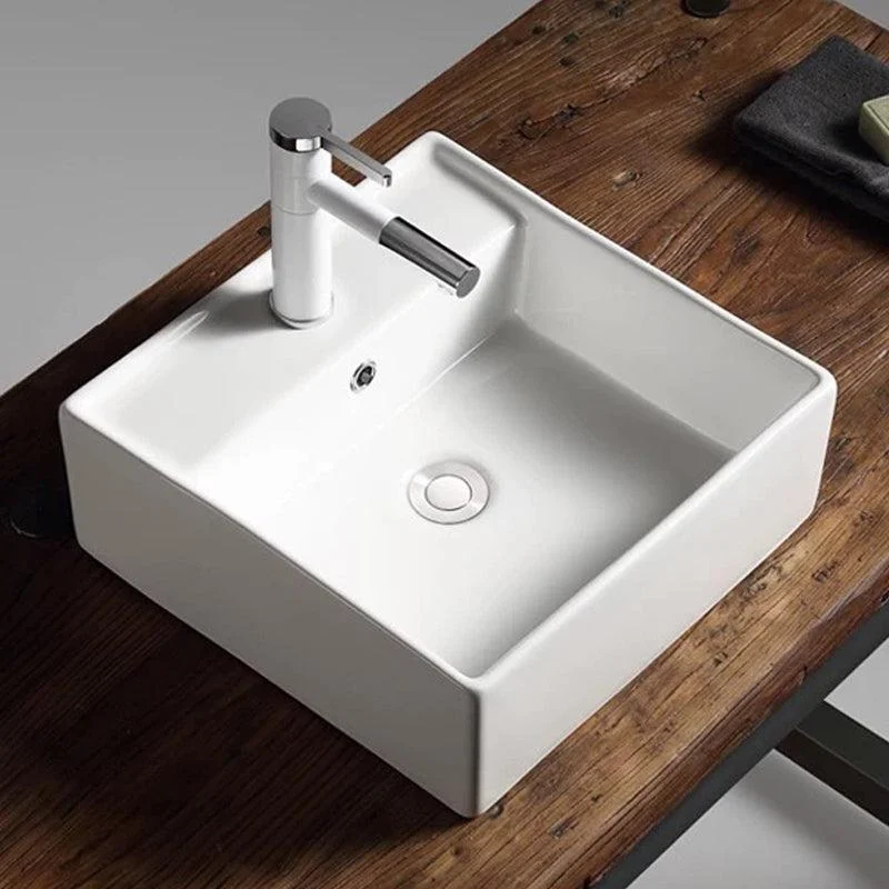 Modern Vessel Bathroom Sink Porcelain Oval with Pop-Up Drain Bathroom Sink -Bathlova