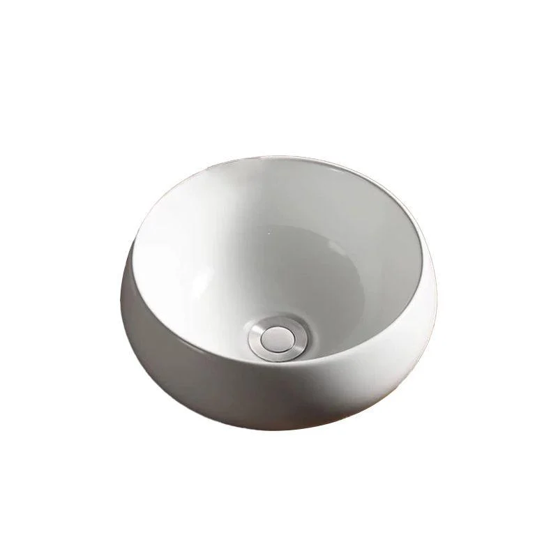 Modern Vessel Bathroom Sink Porcelain Oval with Pop-Up Drain Bathroom Sink -Bathlova