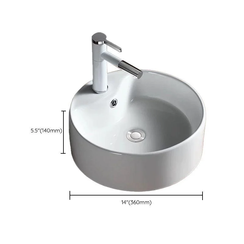 Modern Vessel Bathroom Sink Porcelain Oval with Pop-Up Drain Bathroom Sink -Bathlova