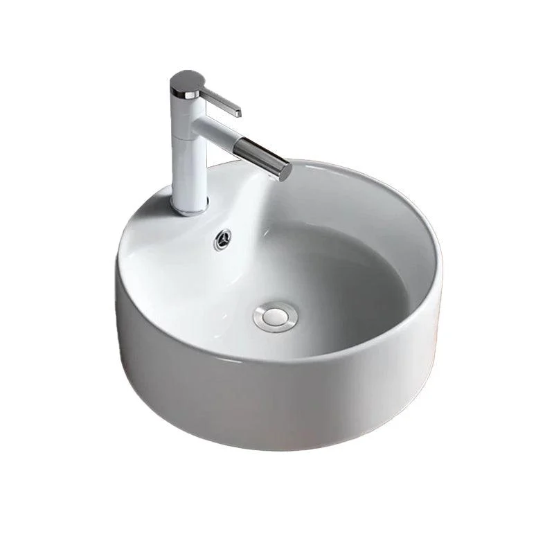 Modern Vessel Bathroom Sink Porcelain Oval with Pop-Up Drain Bathroom Sink -Bathlova