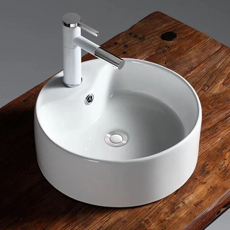 Modern Vessel Bathroom Sink Porcelain Oval with Pop-Up Drain Bathroom Sink -Bathlova