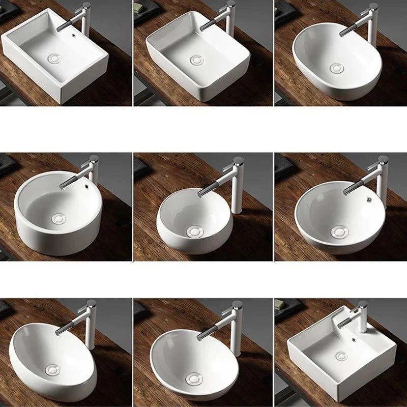 Modern Vessel Bathroom Sink Porcelain Oval with Pop-Up Drain Bathroom Sink -Bathlova