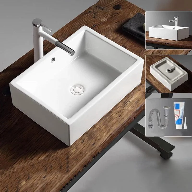 Modern Vessel Bathroom Sink Porcelain Oval with Pop-Up Drain Bathroom Sink -Bathlova