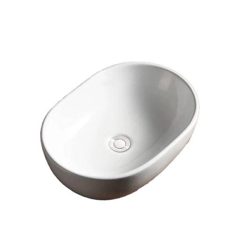 Modern Vessel Bathroom Sink Porcelain Oval with Pop-Up Drain Bathroom Sink -Bathlova