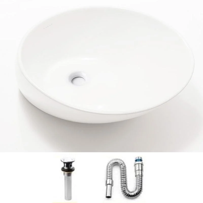 Modern Vessel Bathroom Sink Porcelain Oval with Tap Vessel Sink -Bathlova