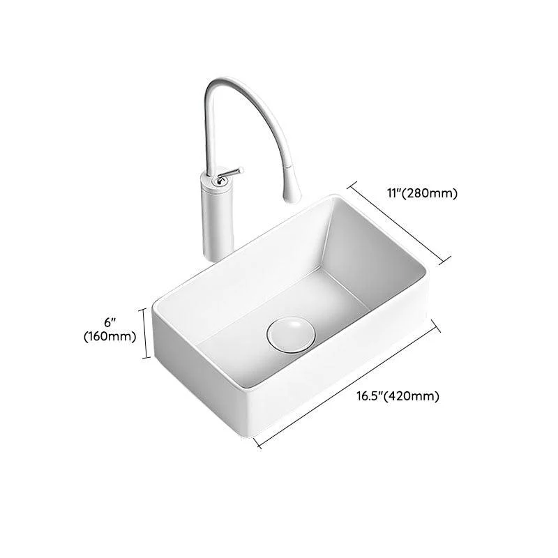 Modern Vessel Bathroom Sink Porcelain Shut-Off Valve Included Basin Sink -Bathlova