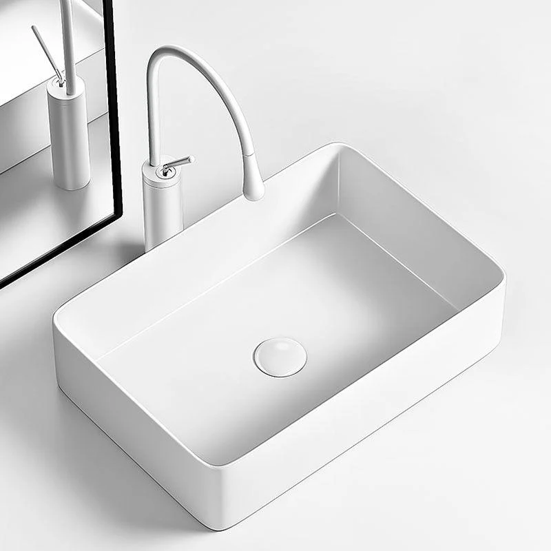 Modern Vessel Bathroom Sink Porcelain Shut-Off Valve Included Basin Sink -Bathlova