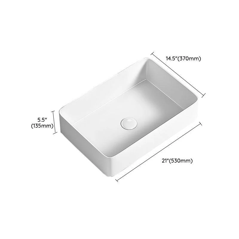 Modern Vessel Bathroom Sink Porcelain Shut-Off Valve Included Basin Sink -Bathlova