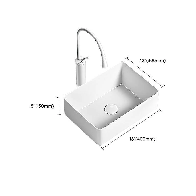 Modern Vessel Bathroom Sink Porcelain Shut-Off Valve Included Basin Sink -Bathlova