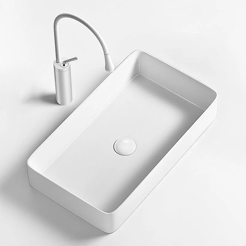 Modern Vessel Bathroom Sink Porcelain Shut-Off Valve Included Basin Sink -Bathlova