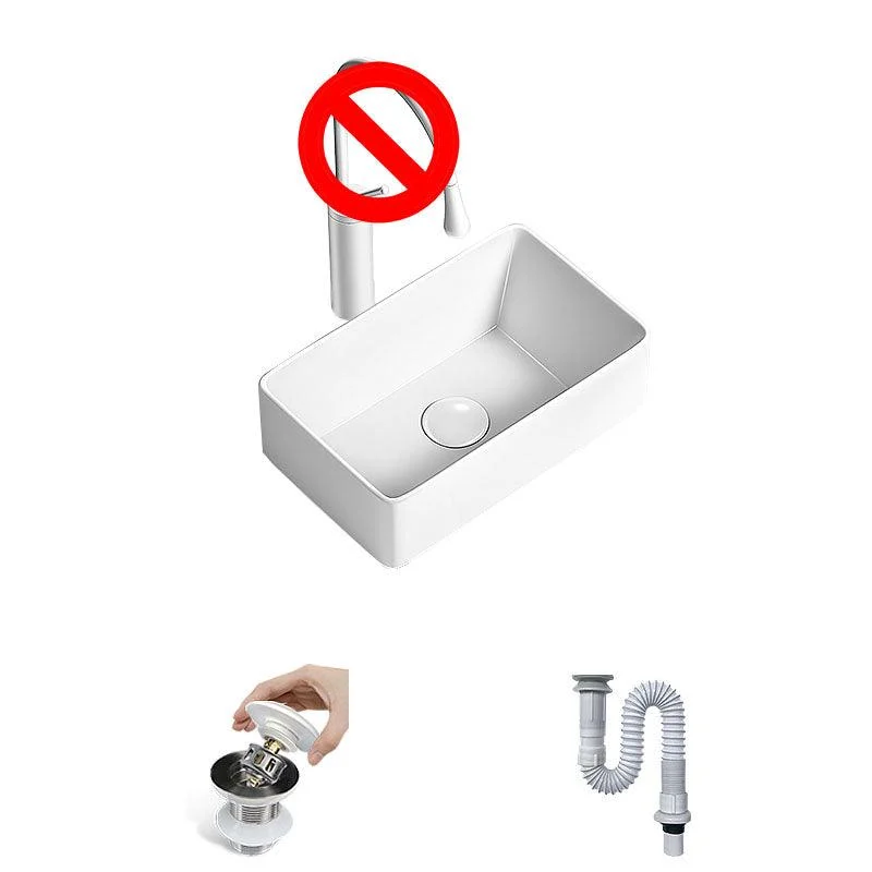 Modern Vessel Bathroom Sink Porcelain Shut-Off Valve Included Basin Sink -Bathlova