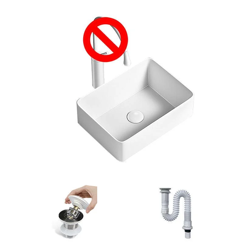 Modern Vessel Bathroom Sink Porcelain Shut-Off Valve Included Basin Sink -Bathlova