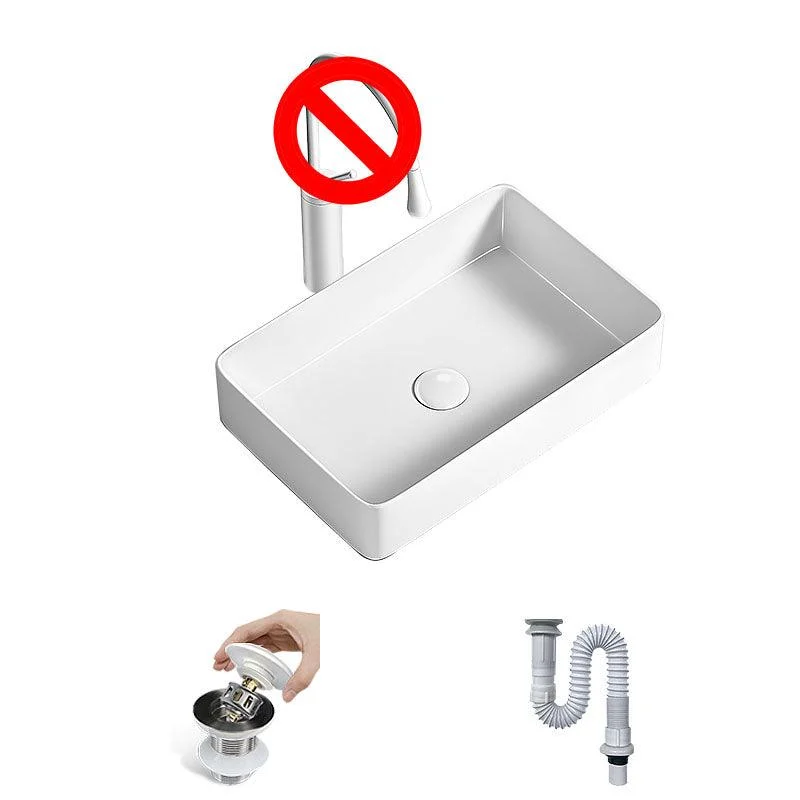 Modern Vessel Bathroom Sink Porcelain Shut-Off Valve Included Basin Sink -Bathlova