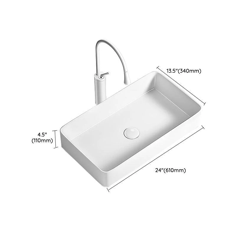 Modern Vessel Bathroom Sink Porcelain Shut-Off Valve Included Basin Sink -Bathlova