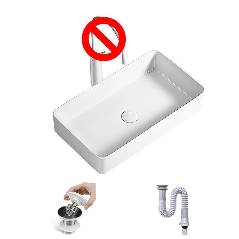 Modern Vessel Bathroom Sink Porcelain Shut-Off Valve Included Basin Sink -Bathlova