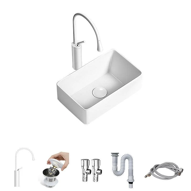 Modern Vessel Bathroom Sink Porcelain Shut-Off Valve Included Basin Sink -Bathlova