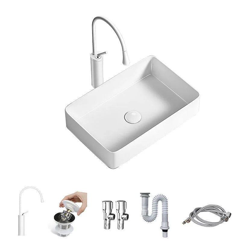 Modern Vessel Bathroom Sink Porcelain Shut-Off Valve Included Basin Sink -Bathlova