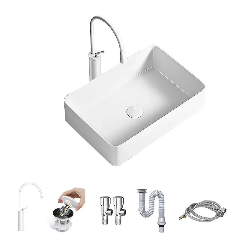 Modern Vessel Bathroom Sink Porcelain Shut-Off Valve Included Basin Sink -Bathlova