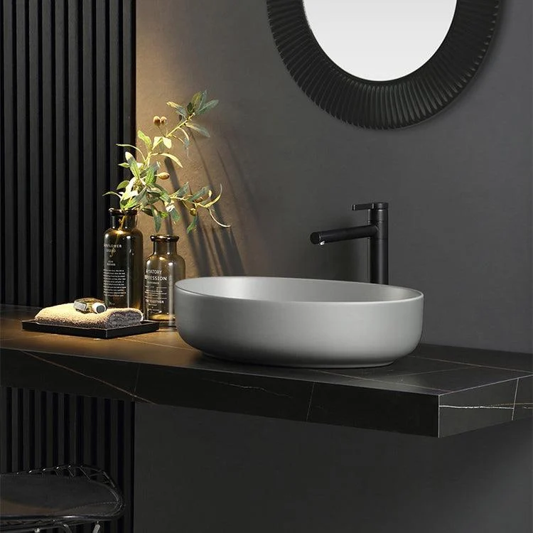 Modern Vessel Bathroom Sink Porcelain Specialty Shut-Off Valve Included Basin Sink -Bathlova