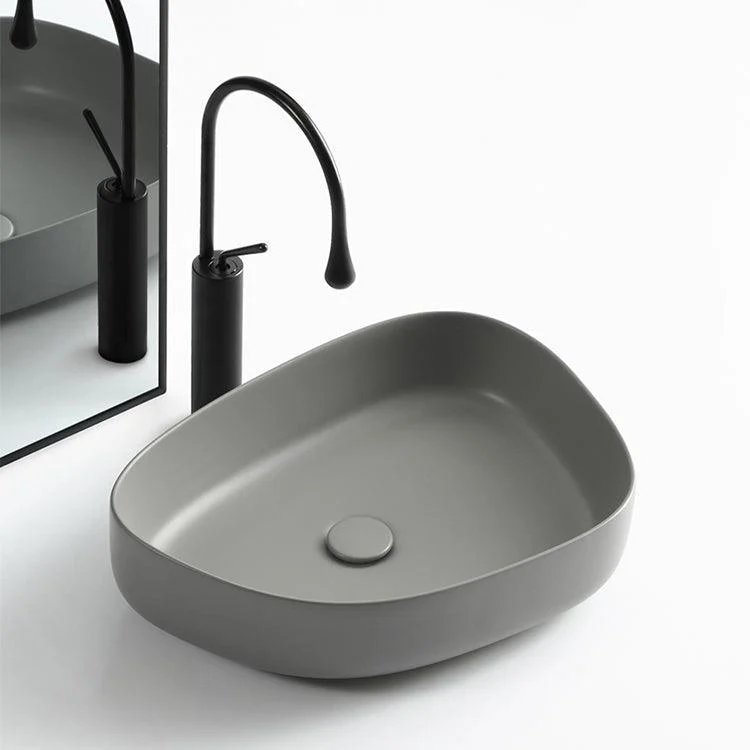 Modern Vessel Bathroom Sink Porcelain Specialty Shut-Off Valve Included Basin Sink -Bathlova