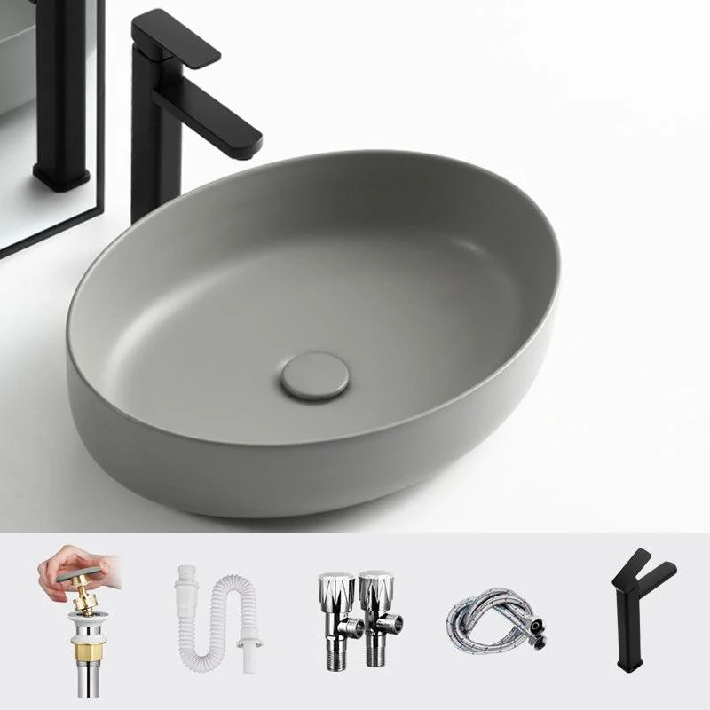 Modern Vessel Bathroom Sink Porcelain Specialty Shut-Off Valve Included Basin Sink -Bathlova