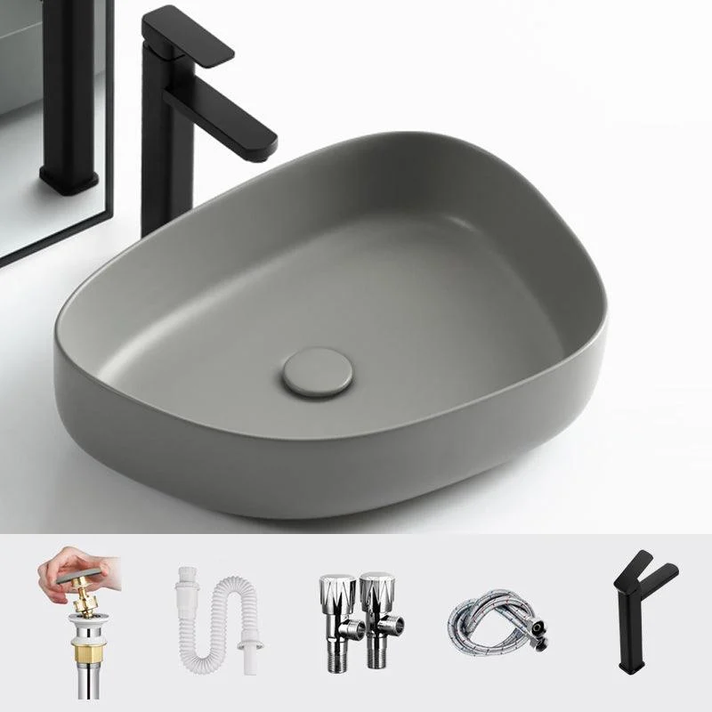 Modern Vessel Bathroom Sink Porcelain Specialty Shut-Off Valve Included Basin Sink -Bathlova