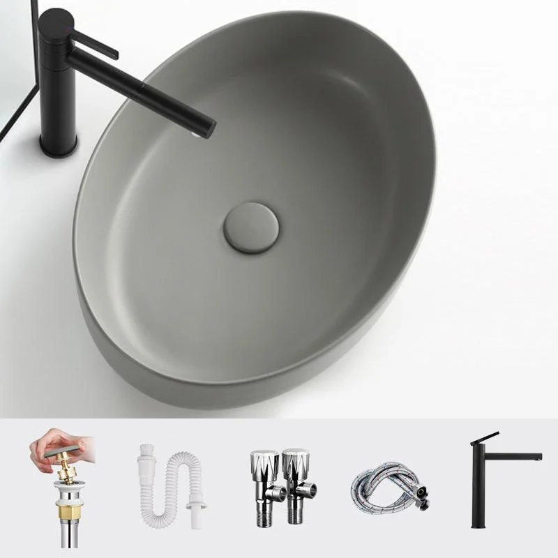 Modern Vessel Bathroom Sink Porcelain Specialty Shut-Off Valve Included Basin Sink -Bathlova