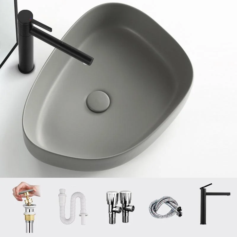 Modern Vessel Bathroom Sink Porcelain Specialty Shut-Off Valve Included Basin Sink -Bathlova