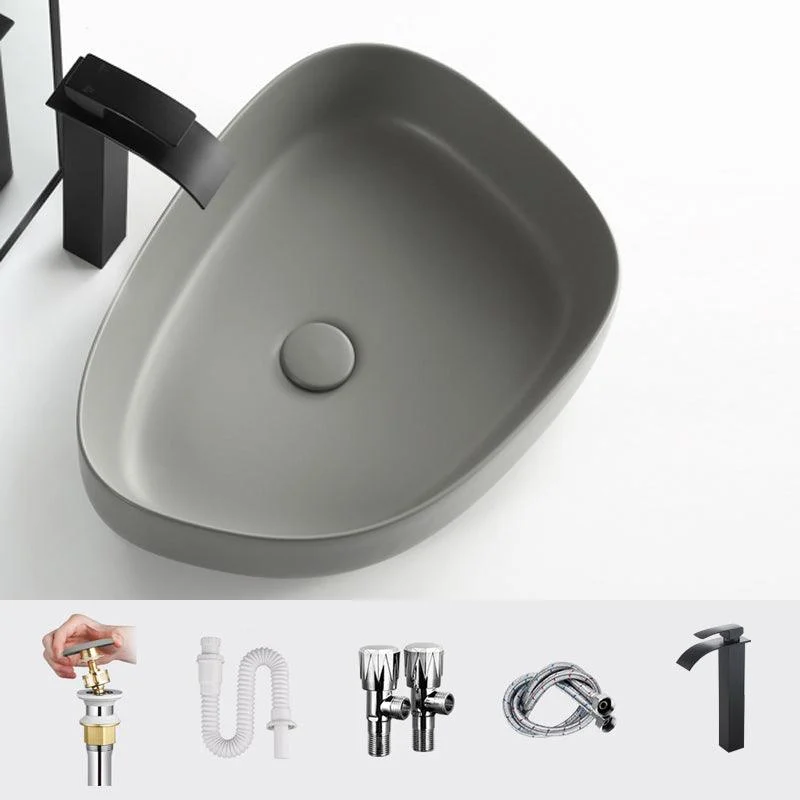 Modern Vessel Bathroom Sink Porcelain Specialty Shut-Off Valve Included Basin Sink -Bathlova