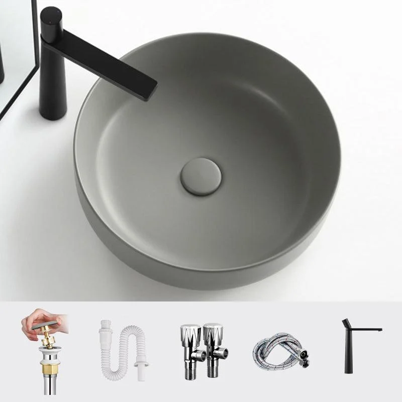 Modern Vessel Bathroom Sink Porcelain Specialty Shut-Off Valve Included Basin Sink -Bathlova