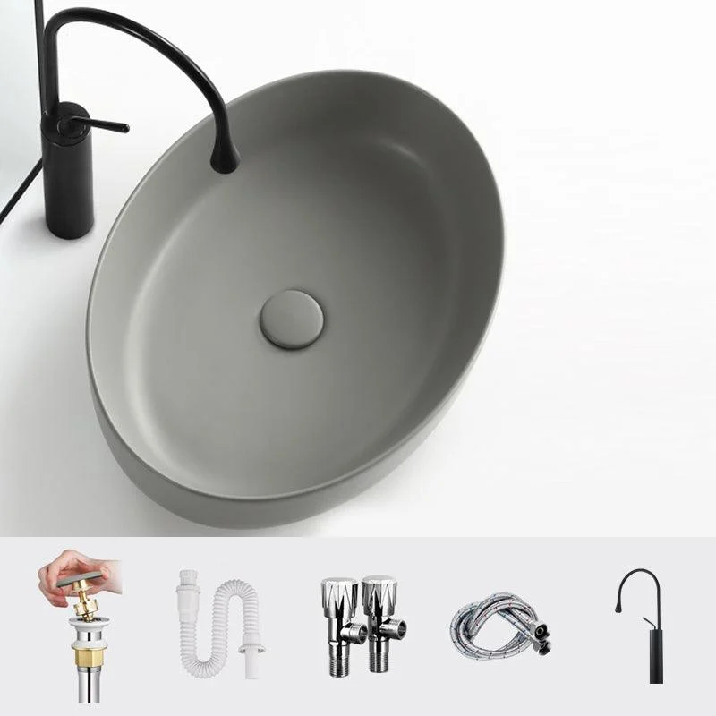 Modern Vessel Bathroom Sink Porcelain Specialty Shut-Off Valve Included Basin Sink -Bathlova