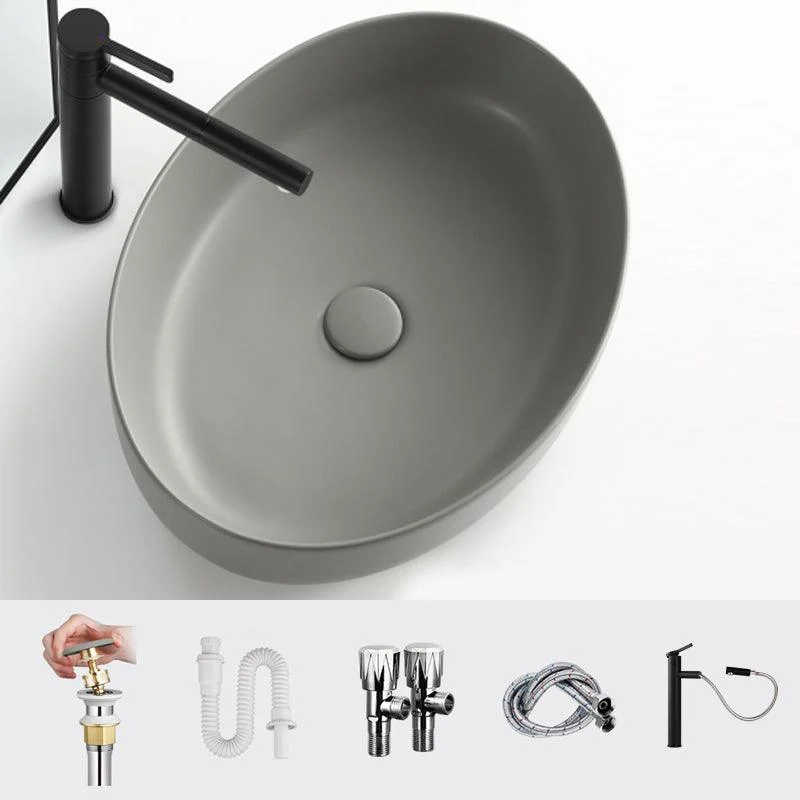 Modern Vessel Bathroom Sink Porcelain Specialty Shut-Off Valve Included Basin Sink -Bathlova