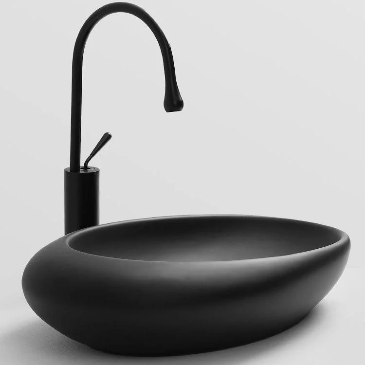 Modern Vessel Bathroom Sink Porcelain Specialty with Pop-Up Drain Wash Stand -Bathlova