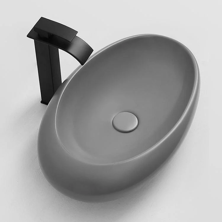 Modern Vessel Bathroom Sink Porcelain Specialty with Pop-Up Drain Wash Stand -Bathlova