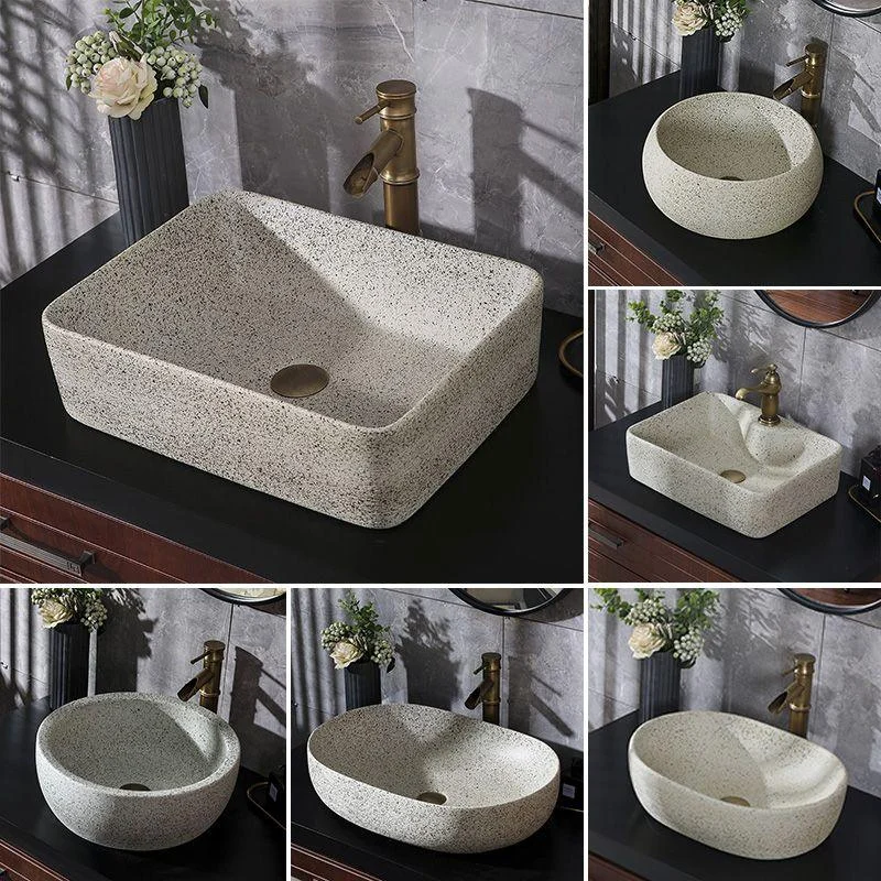 Modern Vessel Bathroom Sink Porcelain Vessel Lavatory Sink with Tap -Bathlova