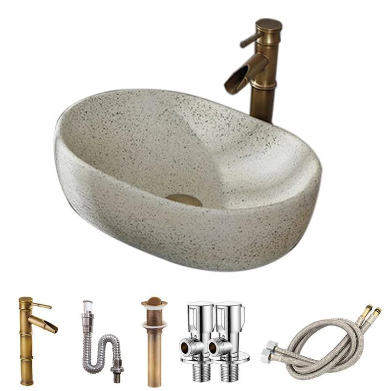 Modern Vessel Bathroom Sink Porcelain Vessel Lavatory Sink with Tap -Bathlova