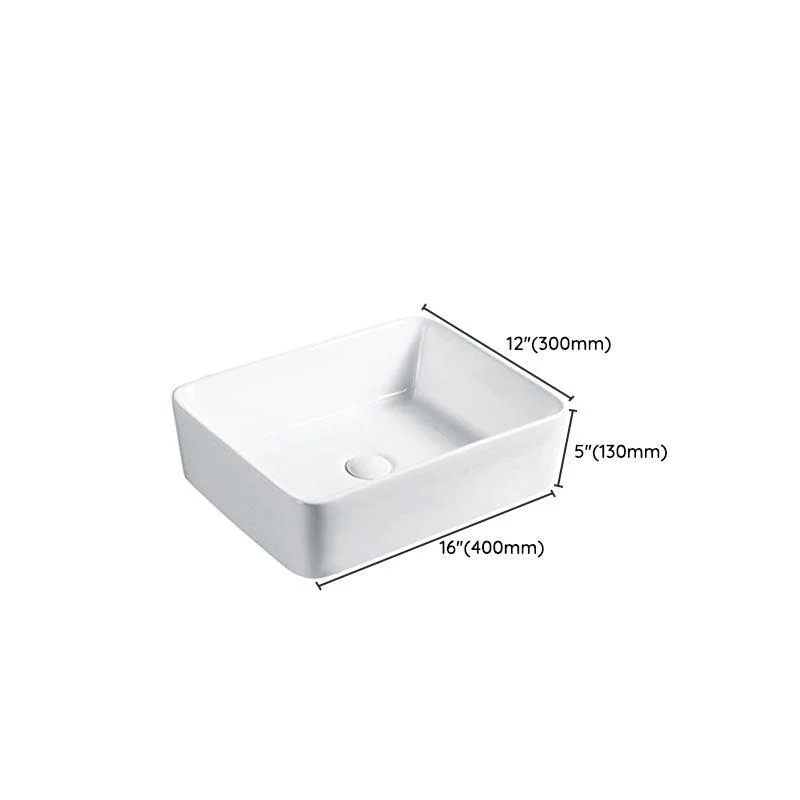 Modern Vessel Bathroom Sink Porcelain with Pop-Up Drain Vessel Sink without Tap -Bathlova